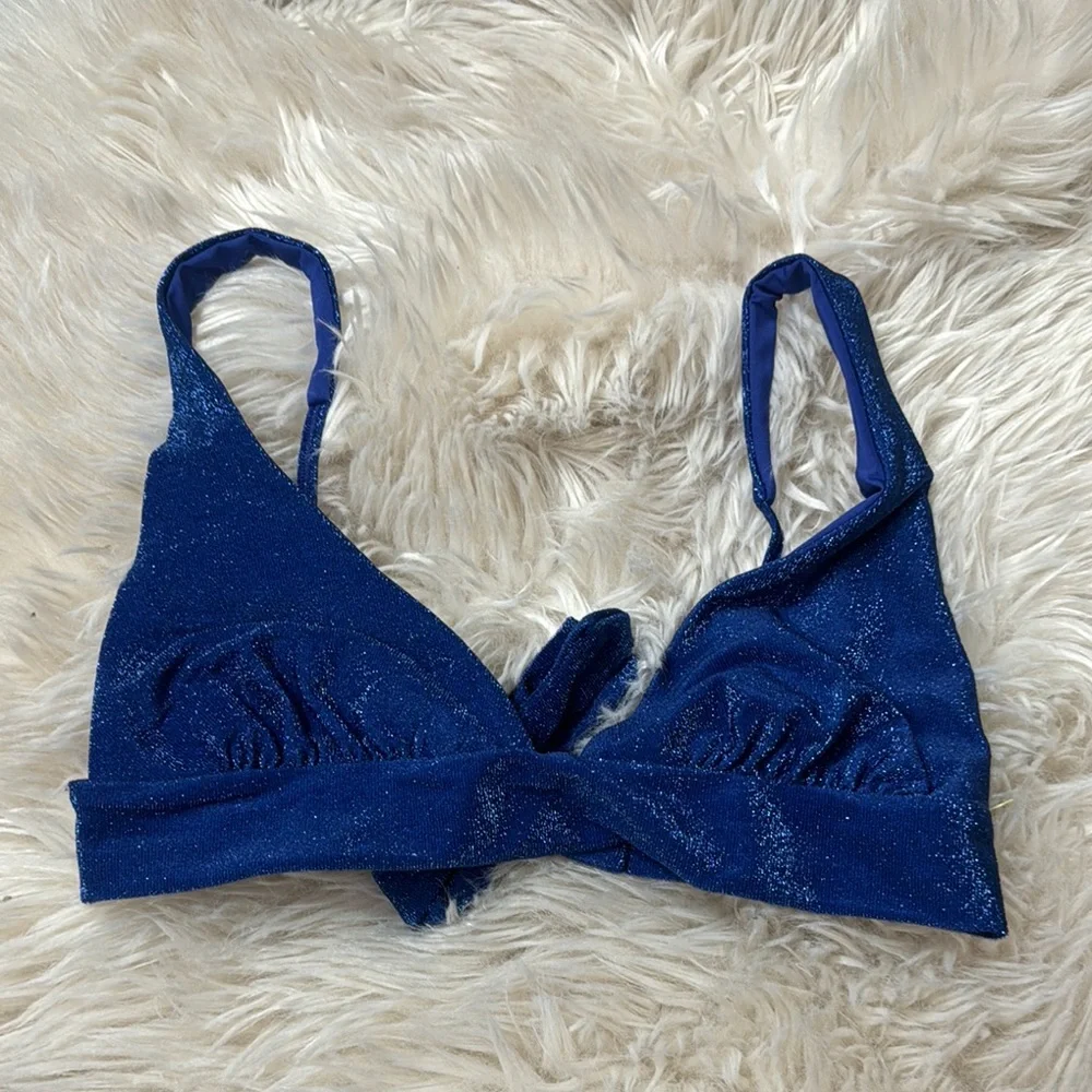 Monday swim Portofino Top in navy shimmer sz M